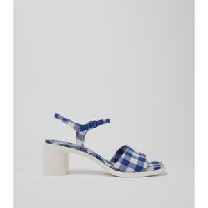 Camper Meda Heeled Square Toe Sandals Blue Gingham Size 36